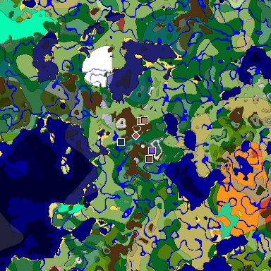 Predicted biome map of Java 26.3 seed 7632650502903380830 around estimated spawn