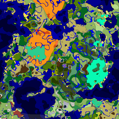Predicted biome map of Java 26.3 seed -7583968527176566290 around estimated spawn