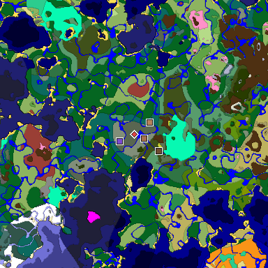 Predicted biome map of Java 26.3 seed 6213991144504792764 around estimated spawn