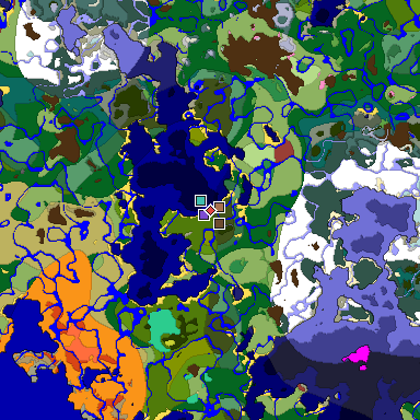 Map of Minecraft seed -2498725354667679623 around spawn