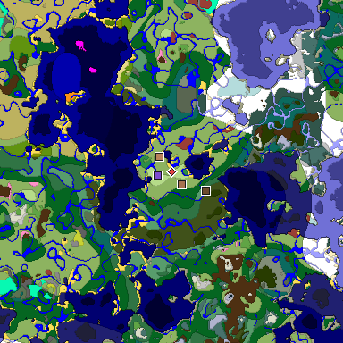 Predicted biome map of Java 26.3 seed -7638824148009697239 around estimated spawn