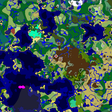 Predicted biome map of Java 26.3 seed 3171154220798669552 around estimated spawn