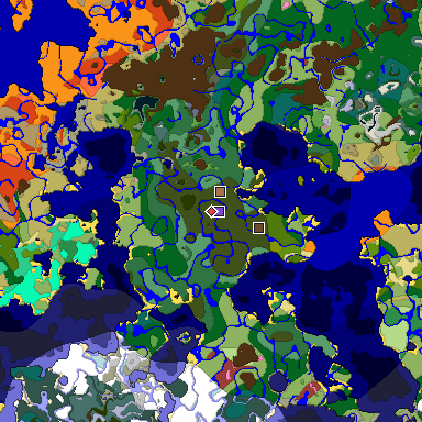 Predicted biome map of Java 26.3 seed -2884825165157092916 around estimated spawn