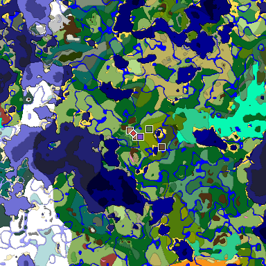 Predicted biome map of Java 26.3 seed 400652036330465079 around estimated spawn