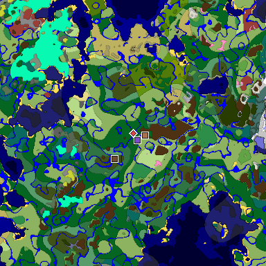 Predicted biome map of Java 26.3 seed -401341970248056656 around estimated spawn