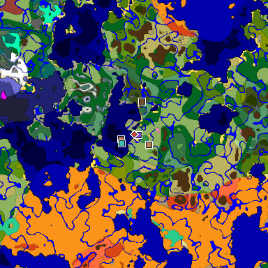 Predicted biome map of Java 26.3 seed -57596795493239777 around estimated spawn