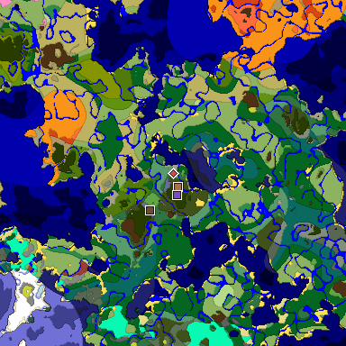 Predicted biome map of Java 26.3 seed 7104597681222436902 around estimated spawn
