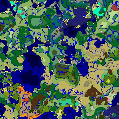 Predicted biome map of Java 26.3 seed -5365115994929626676 around estimated spawn