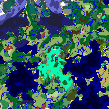 Map of Minecraft seed -7694569336621348487 around spawn