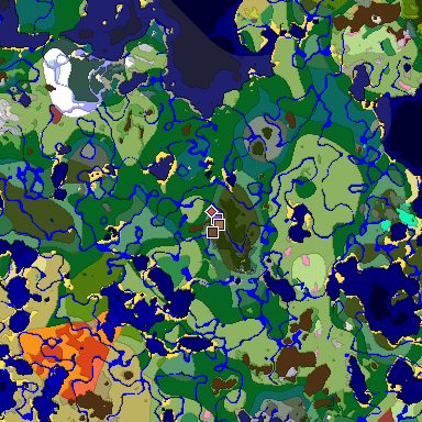 Map of Minecraft seed -6571727573232516111 around spawn