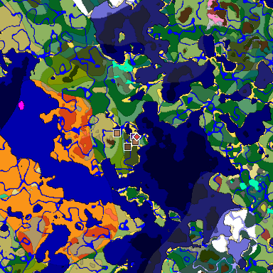Map of Minecraft seed 645445942847773592 around spawn