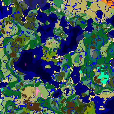 Predicted biome map of Java 26.3 seed 6919139091864818544 around estimated spawn