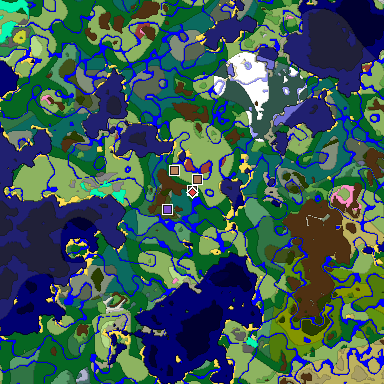 Predicted biome map of Java 26.3 seed -2781048902822978941 around estimated spawn