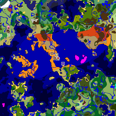 Predicted biome map of Java 26.3 seed -8629943127438511960 around estimated spawn