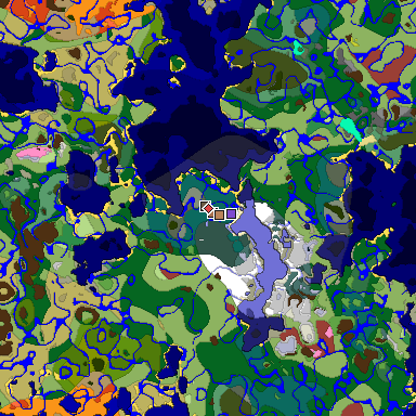Predicted biome map of Java 26.3 seed -6659485170274747904 around estimated spawn