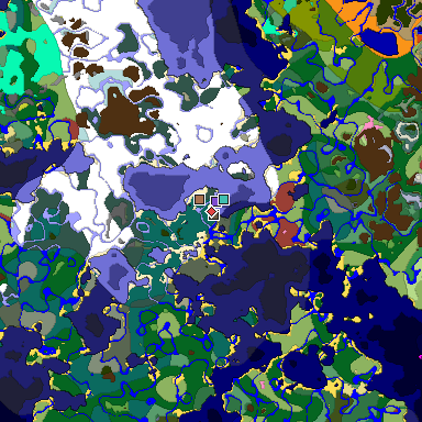 Predicted biome map of Java 26.3 seed -1409555040570316658 around estimated spawn