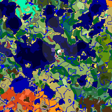 Predicted biome map of Java 26.3 seed 1725303500660646583 around estimated spawn