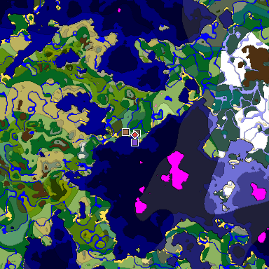 Predicted biome map of Java 26.3 seed 526800905107892286 around estimated spawn