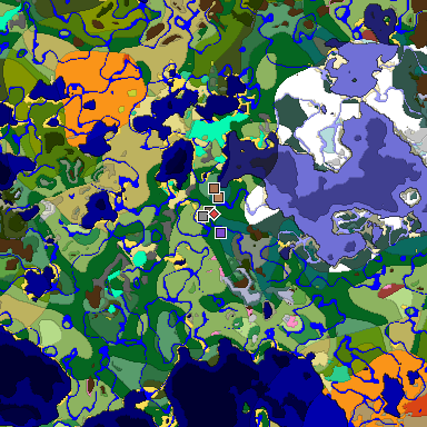 Predicted biome map of Java 26.3 seed 7191583380644272369 around estimated spawn