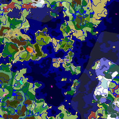 Predicted biome map of Java 26.3 seed -8631863305742418130 around estimated spawn