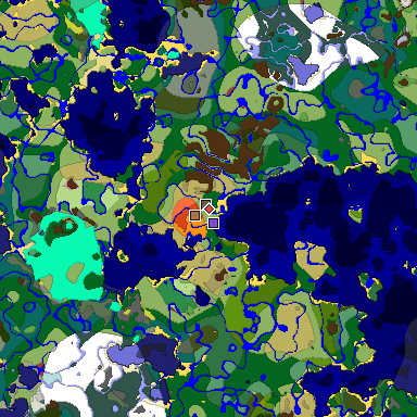 Predicted biome map of Java 26.3 seed 3549362703972996564 around estimated spawn