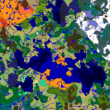 Predicted biome map of Java 26.3 seed 8677002868890739668 around estimated spawn