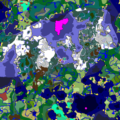 Predicted biome map of Java 26.3 seed 4031051283352928729 around estimated spawn