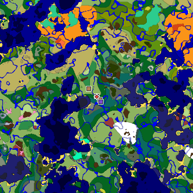 Predicted biome map of Java 26.3 seed -9161862344499977579 around estimated spawn
