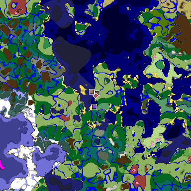 Predicted biome map of Java 26.3 seed 4772532680588240556 around estimated spawn