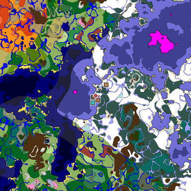 Predicted biome map of Java 26.3 seed 2954957388582064018 around estimated spawn
