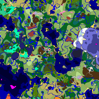 Predicted biome map of Java 26.3 seed -3931744069158189499 around estimated spawn