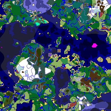 Predicted biome map of Java 26.3 seed 4981648003574001479 around estimated spawn