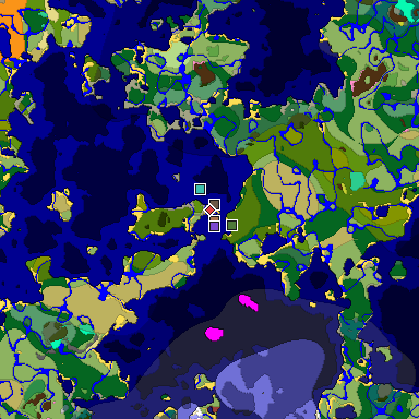 Predicted biome map of Java 26.3 seed 2100870736279961130 around estimated spawn
