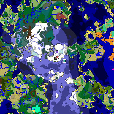 Predicted biome map of Java 26.3 seed 3846309707717597678 around estimated spawn