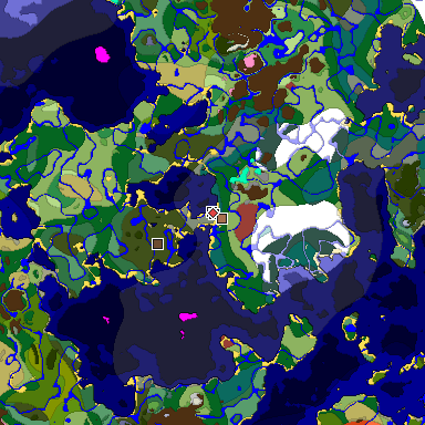 Predicted biome map of Java 26.3 seed -3005339443428764742 around estimated spawn