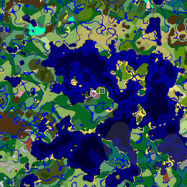 Predicted biome map of Java 26.3 seed -8557620617617380442 around estimated spawn