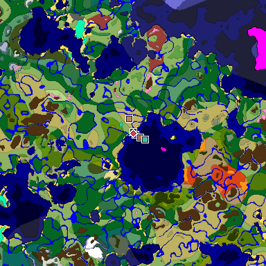 Predicted biome map of Java 26.3 seed 281685761848353972 around estimated spawn