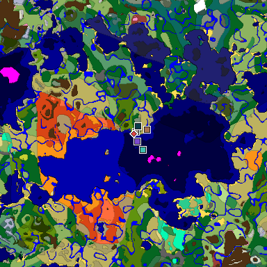Predicted biome map of Java 26.3 seed 8025900019261357277 around estimated spawn