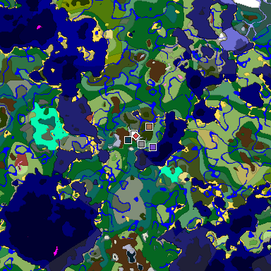 Predicted biome map of Java 26.3 seed -809140094082360738 around estimated spawn