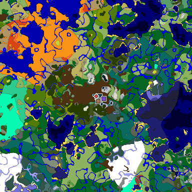 Predicted biome map of Java 26.3 seed 6737025570545105391 around estimated spawn