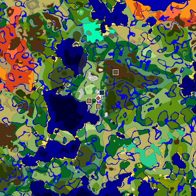 Predicted biome map of Java 26.3 seed -3534671978132005431 around estimated spawn