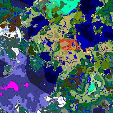Predicted biome map of Java 26.3 seed 426568758992159845 around estimated spawn