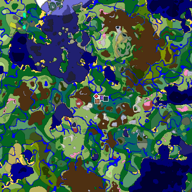 Predicted biome map of Java 26.3 seed 6536231919973161399 around estimated spawn