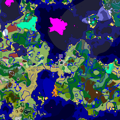 Predicted biome map of Java 26.3 seed 39369445710971607 around estimated spawn