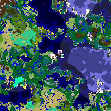 Predicted biome map of Java 26.3 seed 5319706845241221699 around estimated spawn