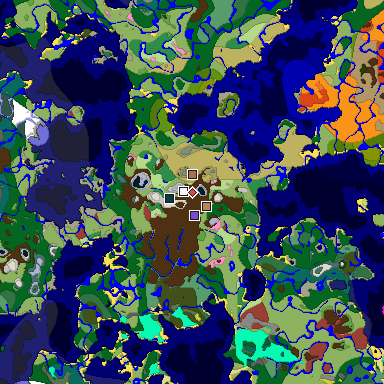 Predicted biome map of Java 26.3 seed -5123899236229242228 around estimated spawn