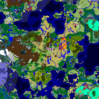 Predicted biome map of Java 26.3 seed -4005398769447633302 around estimated spawn