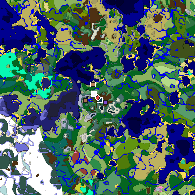 Predicted biome map of Java 26.3 seed -6053820230283614038 around estimated spawn