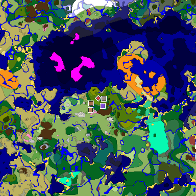 Predicted biome map of Java 26.3 seed 4745944978615130642 around estimated spawn