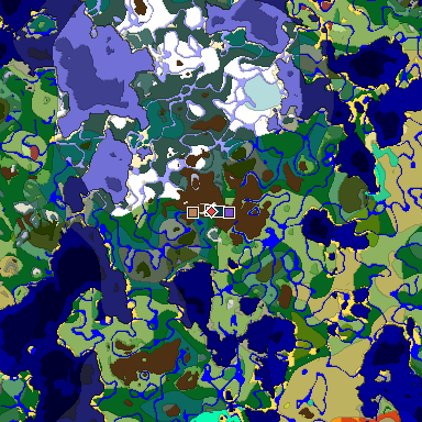 Predicted biome map of Java 26.3 seed 7483567156706029135 around estimated spawn